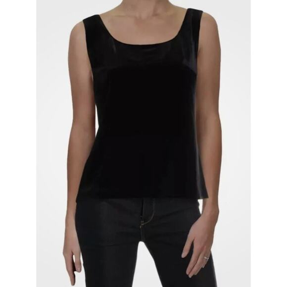 Alex Evenings Velvet Velour Blouse Top Sleeveless Stretch Black Lg Event Party - Picture 1 of 8